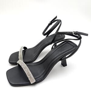 Open Edit Taytum Ankle Strap Sandal Women's Silver Metallic Size US6.5M EU37